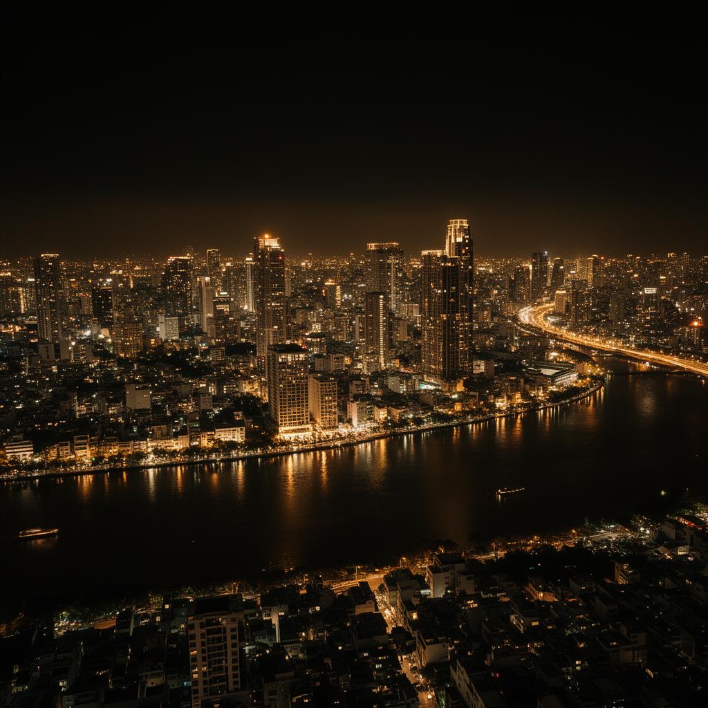 Saigon District 1 skyline at night